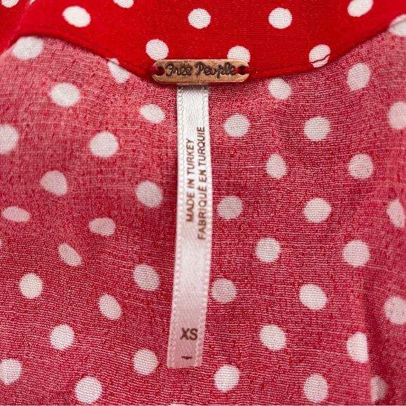 Free People Red White Retro Polka Dot Long Sleeve Love Street Top 37629 - Picture 5 of 10